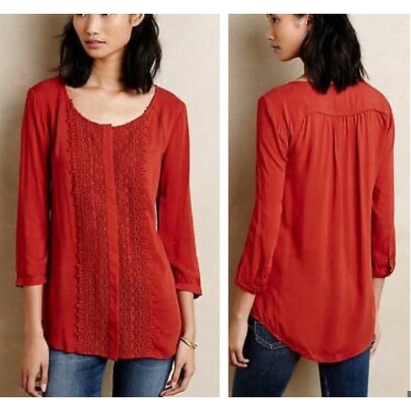 Anthropologie Maeve Ivory Crescent Street Crochet Blouse size 4 - Picture 10 of 10